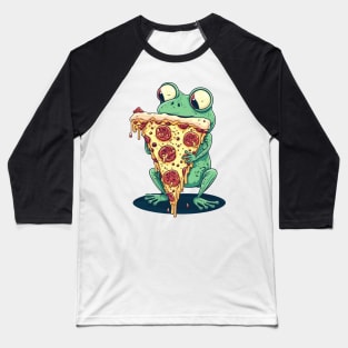 Frog Eating Pizza Baseball T-Shirt